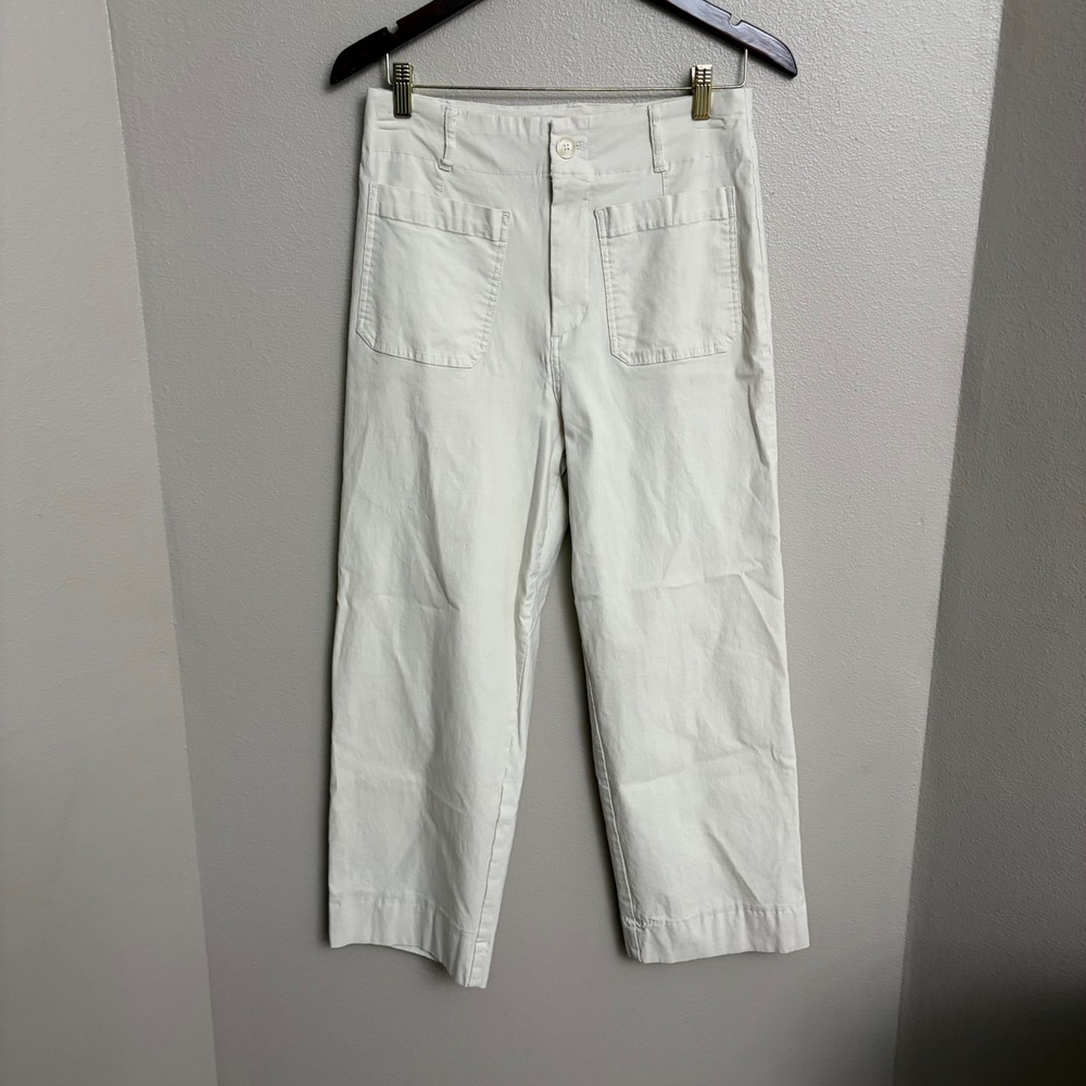 Avec Les Filles Wide Leg Crop Pants 10 Off White High Rise Utility 82122